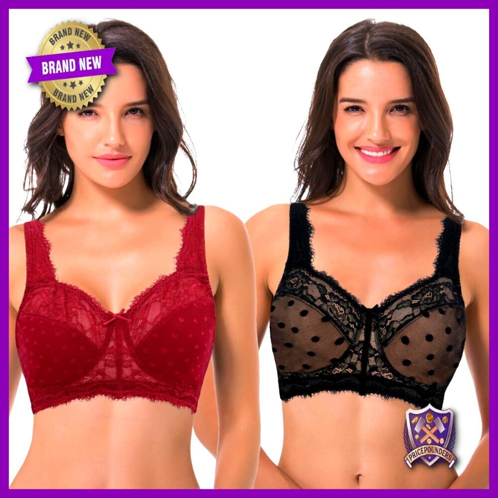 Plus Size Minimizer Unlined Wireless Lace Full Coverage Bras